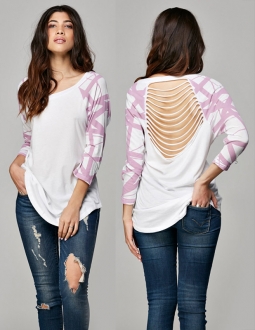 Women's Stripes Slash Back Raglan