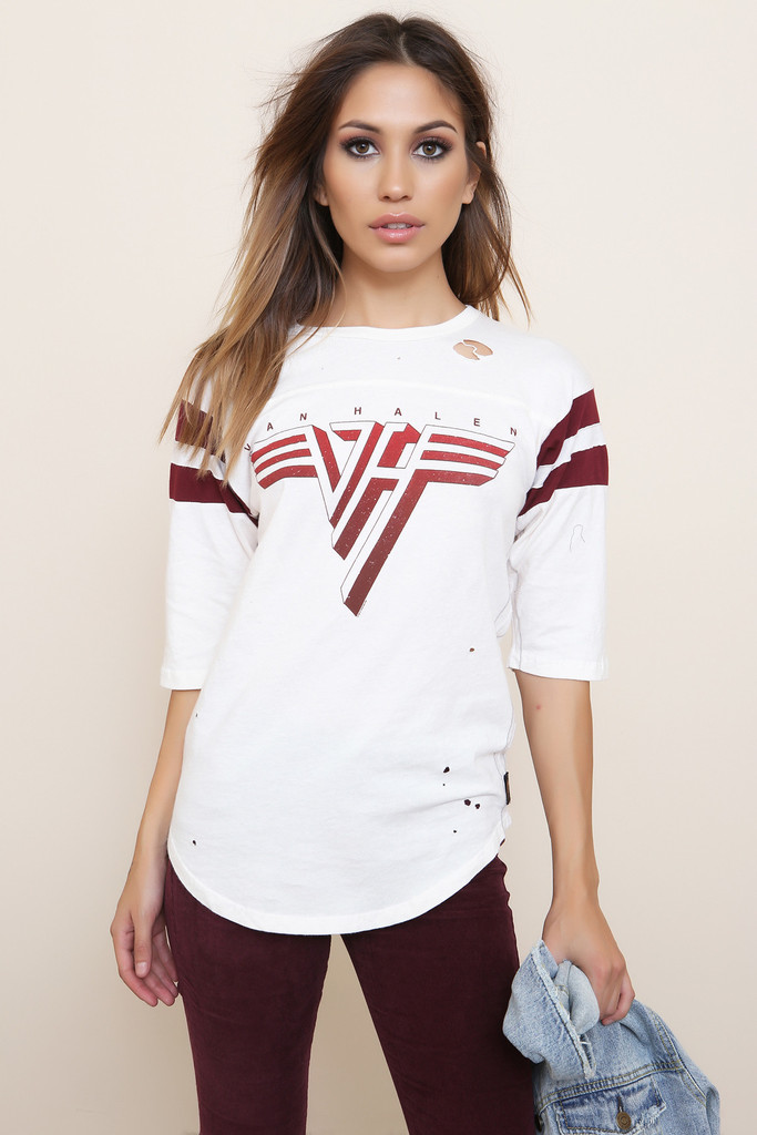 Women's Vintage Football Tee: Van Halen 